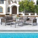 Patio Aluminum Loveseat Sofa Outdoor Furniture Set with Thick Back and Seat Cushions-Gray by LJGDeals