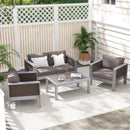 Patio Aluminum Loveseat Sofa Outdoor Furniture Set with Thick Back and Seat Cushions-Gray by DirectDeals