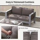 Patio Aluminum Loveseat Sofa Outdoor Furniture Set with Thick Back and Seat Cushions-Gray by DirectDeals