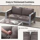 Patio Aluminum Loveseat Sofa Outdoor Furniture Set with Thick Back and Seat Cushions-Gray by LJGDeals