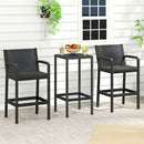 3 Pieces Patio Bar Set with 2 Stools and 1 Bar Table-Black by DirectDeals