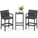 3 Pieces Patio Bar Set with 2 Stools and 1 Bar Table-Black by LJGDeals