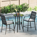 Patio Bar Stools Set of 2 Counter Height Rattan Bar Chairs with Armrest-Grey by LJGDeals