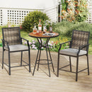 Patio Bar Stools Set of 2 Counter Height Rattan Bar Chairs with Armrest-Grey by LJGDeals