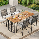 Patio Bar Stools Set of 2 Counter Height Rattan Bar Chairs with Armrest-Grey