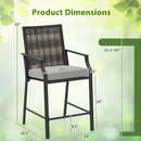 Patio Bar Stools Set of 2 Counter Height Rattan Bar Chairs with Armrest-Grey by LJGDeals