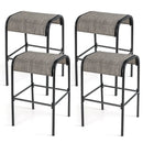 Set of 2/4 Patio Metal Bar Stools with Curved Fabric Seat by LJGDeals