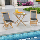 27.5 Inch Indonesia Teak Patio Bistro Table with Slatted Tabletop and Sturdy Wood Frame by DirectDeals