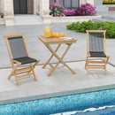 27.5 Inch Indonesia Teak Patio Bistro Table with Slatted Tabletop and Sturdy Wood Frame by LJGDeals