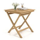 27.5 Inch Indonesia Teak Patio Bistro Table with Slatted Tabletop and Sturdy Wood Frame by LJGDeals