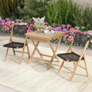 27.5 Inch Indonesia Teak Patio Bistro Table with Slatted Tabletop and Sturdy Wood Frame by LJGDeals