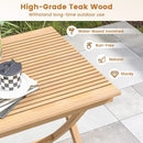 27.5 Inch Indonesia Teak Patio Bistro Table with Slatted Tabletop and Sturdy Wood Frame by LJGDeals
