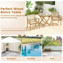 27.5 Inch Indonesia Teak Patio Bistro Table with Slatted Tabletop and Sturdy Wood Frame by LJGDeals