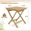 27.5 Inch Indonesia Teak Patio Bistro Table with Slatted Tabletop and Sturdy Wood Frame by LJGDeals