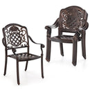 Patio Cast Aluminum Dining Chairs Set of 2 Metal Armchairs Stackable-Copper by LJGDeals