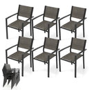 Set of 6 Stackable Patio Chair with Breathable Fabric Seat by DirectDeals