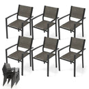 Set of 6 Stackable Patio Chair with Breathable Fabric Seat by LJGDeals