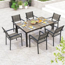 Set of 6 Stackable Patio Chair with Breathable Fabric Seat by DirectDeals