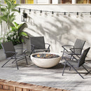 Patio Chairs Set of 2 Lawn Chairs with Heavy Duty Metal Frame-Grey