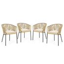 Patio Chairs Set of 4 with Curved Backrest and Seat Cushion for Patio