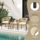 Patio Chairs Set of 4 with Curved Backrest and Seat Cushion for Patio