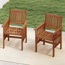 Patio Chairs Set of 2 Outdoor Solid Wood Chairs with Slatted Seat and Inclined Backrest by LJGDeals