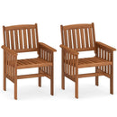 Patio Chairs Set of 2 Outdoor Solid Wood Chairs with Slatted Seat and Inclined Backrest by LJGDeals