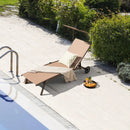 Patio Heavy-Duty Adjustable Chaise Lounge Chair with Canopy Cup holder and Wheels-Brown by LJGDeals