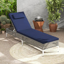 2 Pieces Patio Chaise Lounge Chair with 6-Level Adjustable Backrest and Headrest for Poolside-Navy by LJGDeals