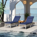 2 Pieces Patio Chaise Lounge Chair with 6-Level Adjustable Backrest and Headrest for Poolside-Navy by LJGDeals
