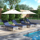 2 Pieces Patio Chaise Lounge Chair with 6-Level Adjustable Backrest and Headrest for Poolside-Navy by LJGDeals