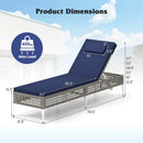 Patio Chaise Lounge Chair with 6-Level Adjustable Backrest and Headrest for Poolside-Navy by LJGDeals