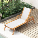 Patio Chaise Lounge Chair with Armrests and Fabric Seat for Backyard-White by LJGDeals