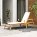 Patio Chaise Lounge Chair with Armrests and Fabric Seat for Backyard-White by LJGDeals