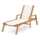 Patio Chaise Lounge Chair with Armrests and Fabric Seat for Backyard-White by LJGDeals