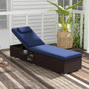 Outdoor PE RattanChaise Lounge with 6-level Backrest by LJGDeals