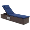 Outdoor PE RattanChaise Lounge with 6-level Backrest by LJGDeals