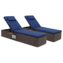Outdoor PE RattanChaise Lounge with 6-level Backrest by LJGDeals
