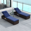 Patio Chaise Lounge Set of 2 with Backrest Seat Cushion and Headrest by LJGDeals