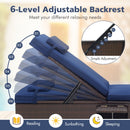 Patio Chaise Lounge Set of 2 with Backrest Seat Cushion and Headrest-Navy