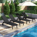 Patio Chaise Lounge Chair with Wheels and 6 by LJGDeals