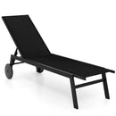 Patio Chaise Lounge Chair with Wheels and 6 by LJGDeals
