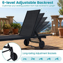 Patio Chaise Lounge Chair with Wheels and 6 by LJGDeals