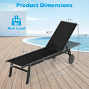 Patio Chaise Lounge Chair with Wheels and 6 by LJGDeals