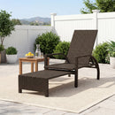 Patio Chaise Lounge Outdoor Rattan Lounge Chair with Retractable Ottoman