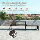 Patio Chaise Lounge Outdoor Rattan Lounge Chair with Retractable Ottoman