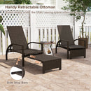 Patio Chaise Lounge Outdoor Rattan Lounge Chair with Retractable Ottoman