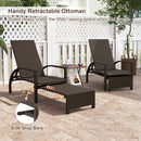 Patio Chaise Lounge Outdoor Rattan Lounge Chair with Retractable Ottoman