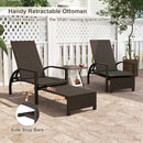 Patio Chaise Lounge Outdoor Rattan Lounge Chair with Retractable Ottoman by LJGDeals