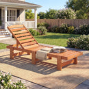Patio Chaise Lounge Chair Solid Wood Slatted Recliner with Adjustable Backrest by LJGDeals